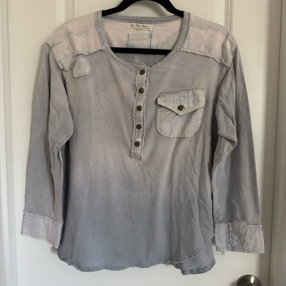 We The Free Light Gray Henley Top